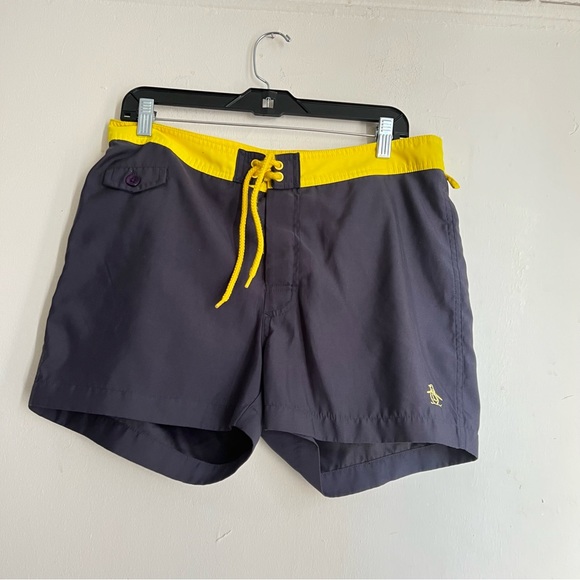 Penguin men’s swimming trunk blue size 32 - Picture 1 of 7